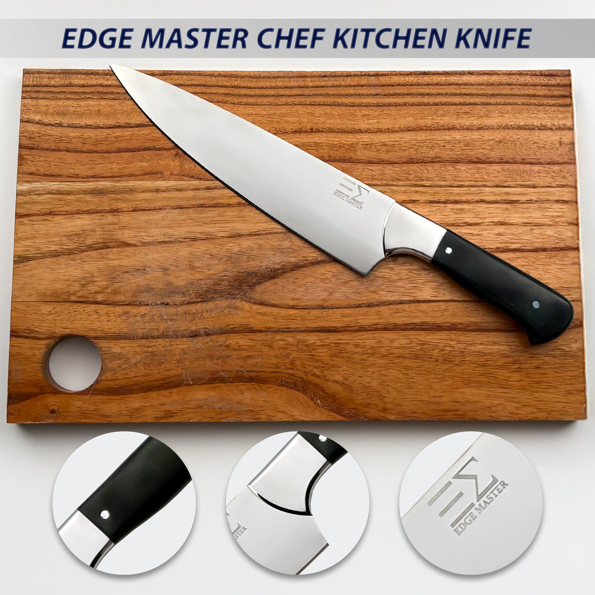 Edge Master 8" Super Sharp Professional Chef's Knife with Leather sheath
