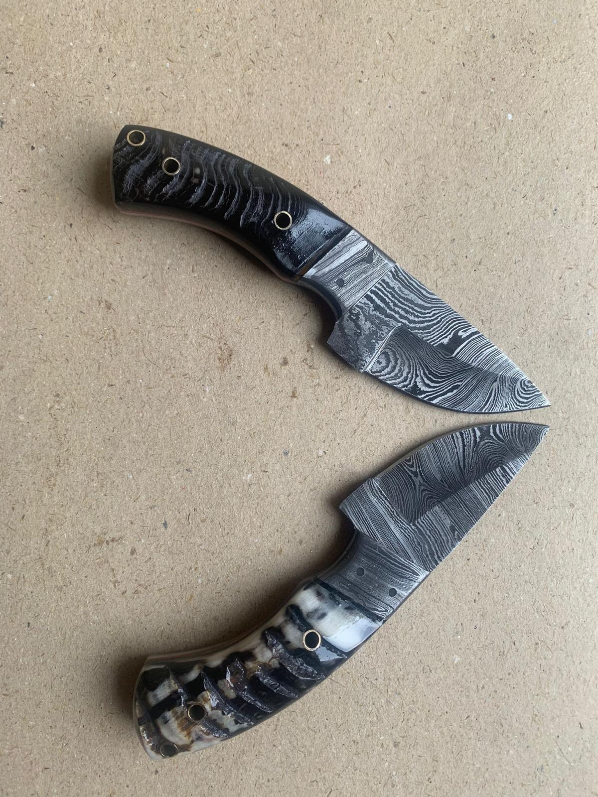 8" High Carbon steel skinner knife with Horn Handle, Best gift for hunters