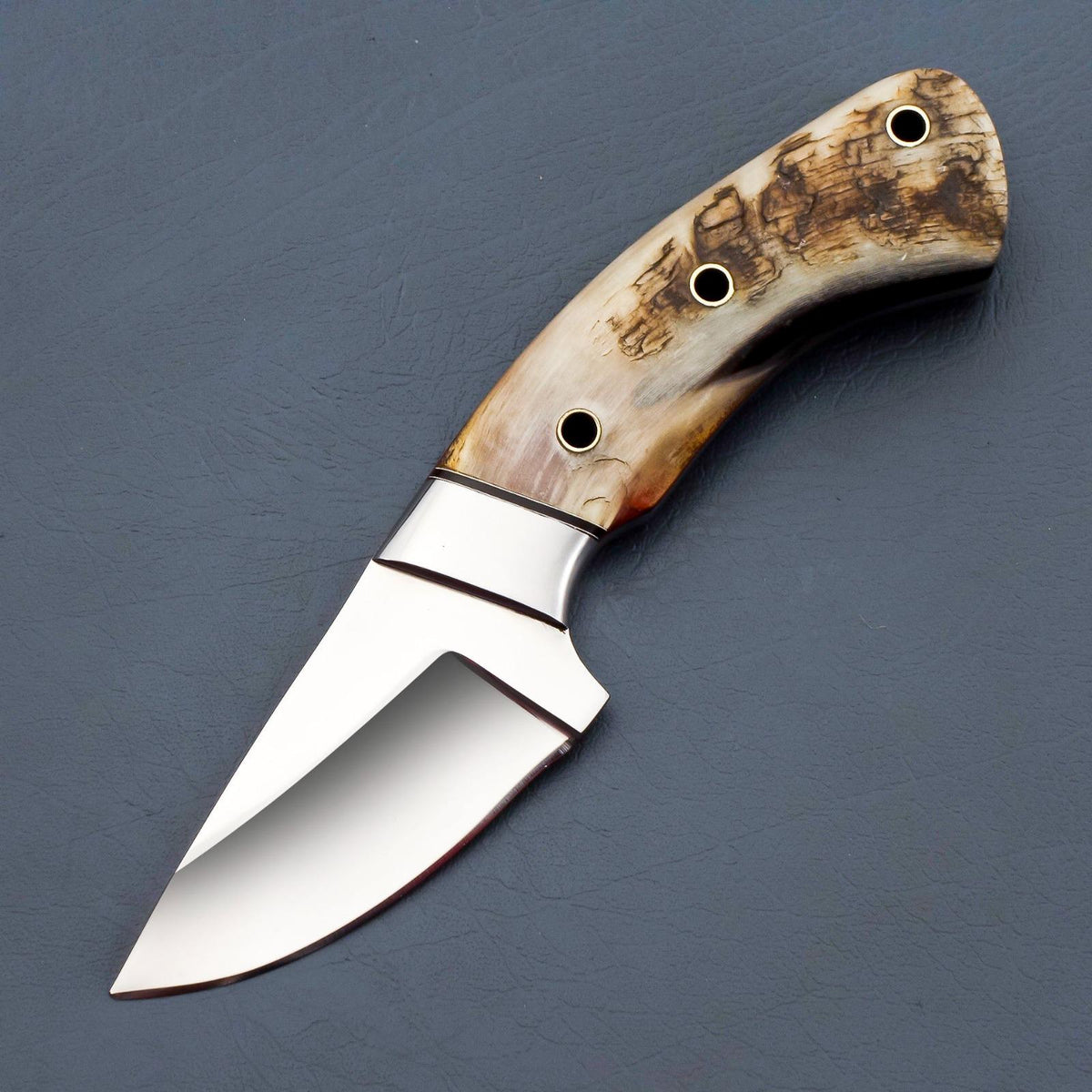 8" High Carbon steel skinner knife with Horn Handle, Best gift for hunters