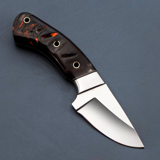 8" High Carbon steel skinner knife with Horn Handle, Best gift for hunters
