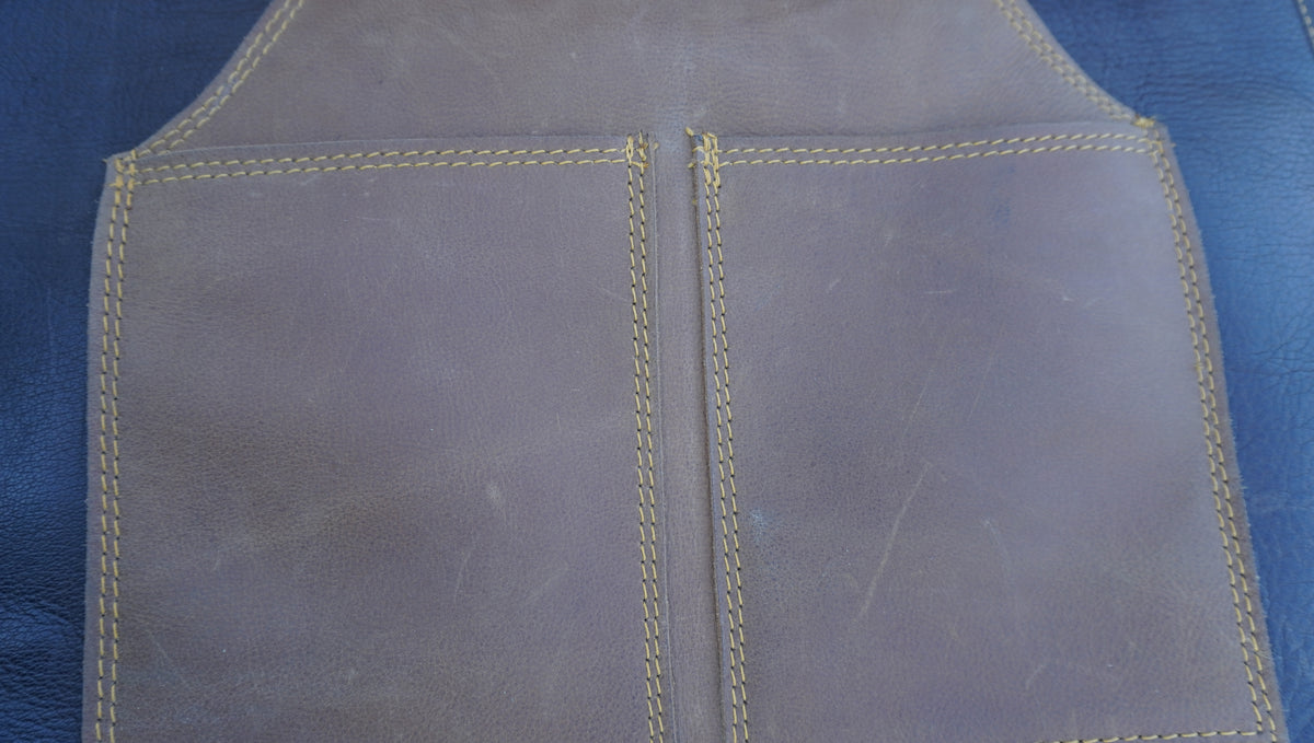 Premium Full Grain Leather Apron - Dark Brown, Split Pockets, Handmade Gift